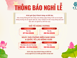 THÔNG BÁO LỊCH NGHỈ LỄ GIỖ TỔ HÙNG VƯƠNG VÀ 30/04 – 01/05 2026