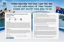 THỈNH NGUYỆN THƯ VISA TẠM TRÚ 188: CƠ HỘI KIẾN NGHỊ VỀ TÌNH TRẠNG CHẬM XÉT DUYỆT VISA ĐẦU TƯ ÚC