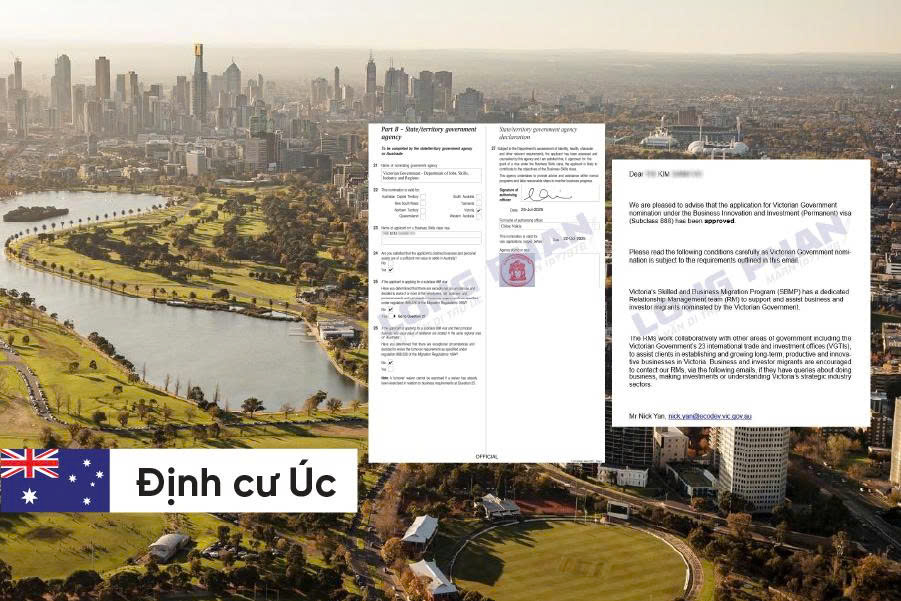 CHÚC MỪNG GIA ĐÌNH CHỊ KIM ĐƯỢC TIỂU BANG VICTORIA BẢO LÃNH CHO HỒ SƠ VISA THƯỜNG TRÚ 888A - DIỆN KINH DOANH ĐỔI MỚI CHỈ SAU 9 NGÀY NỘP HỒ SƠ