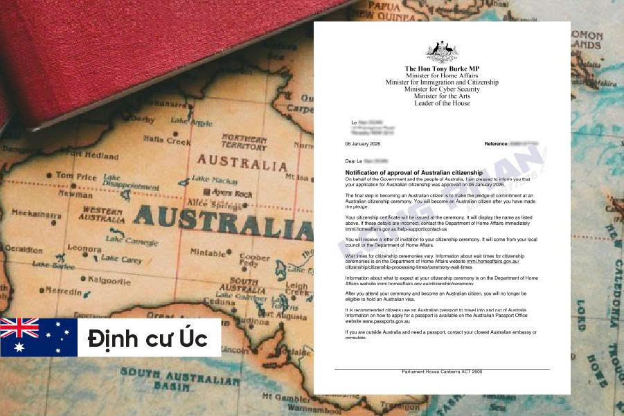 NIỀM VUI LIÊN TIẾP! CHÚC MỪNG ANH LÊ ĐÃ NHẬN ĐƯỢC THƯ CHẤP THUẬN CẤP QUỐC TỊCH ÚC