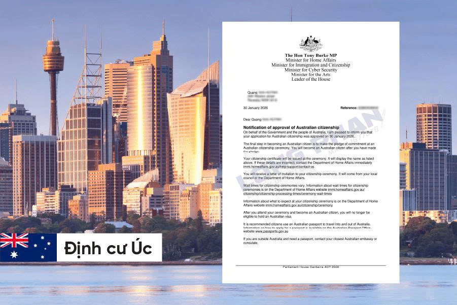 CHÚC MỪNG BẠN QUANG ĐÃ NHẬN ĐƯỢC THƯ CHẤP THUẬN CẤP QUỐC TỊCH ÚC