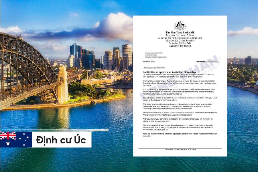 TIN VUI LIÊN TIẾP: CHÚC MỪNG BẠN QUÂN ĐÃ NHẬN ĐƯỢC THƯ CHẤP THUẬN CẤP QUỐC TỊCH ÚC